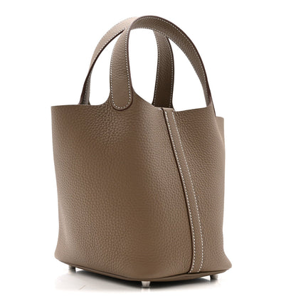 Taurillon Clemence Picotin Lock 18 PM Etoupe Tote Bag