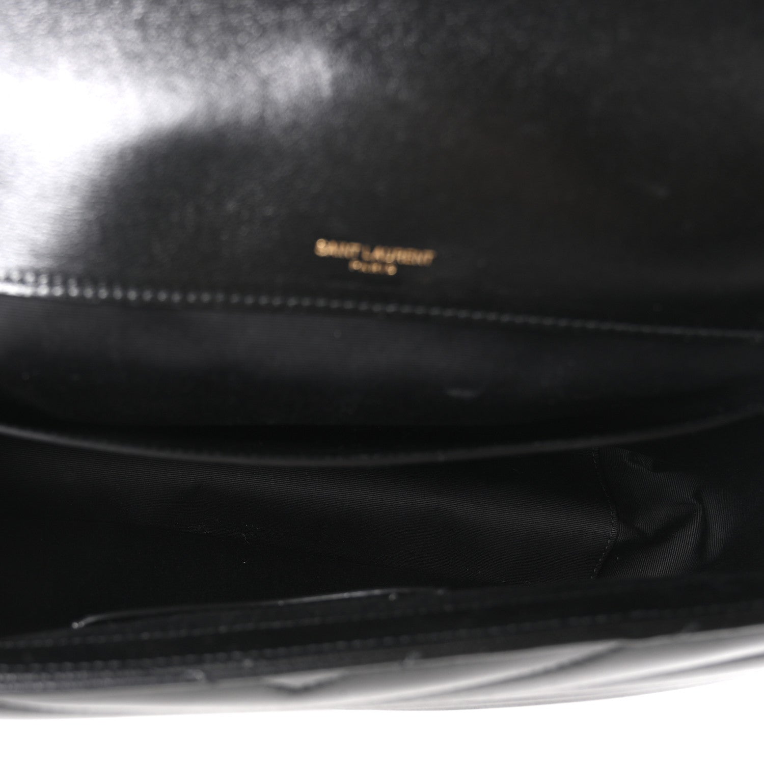 Saint Laurent Lambskin Chevron Quilted Large Loulou Shoulder Bag Black