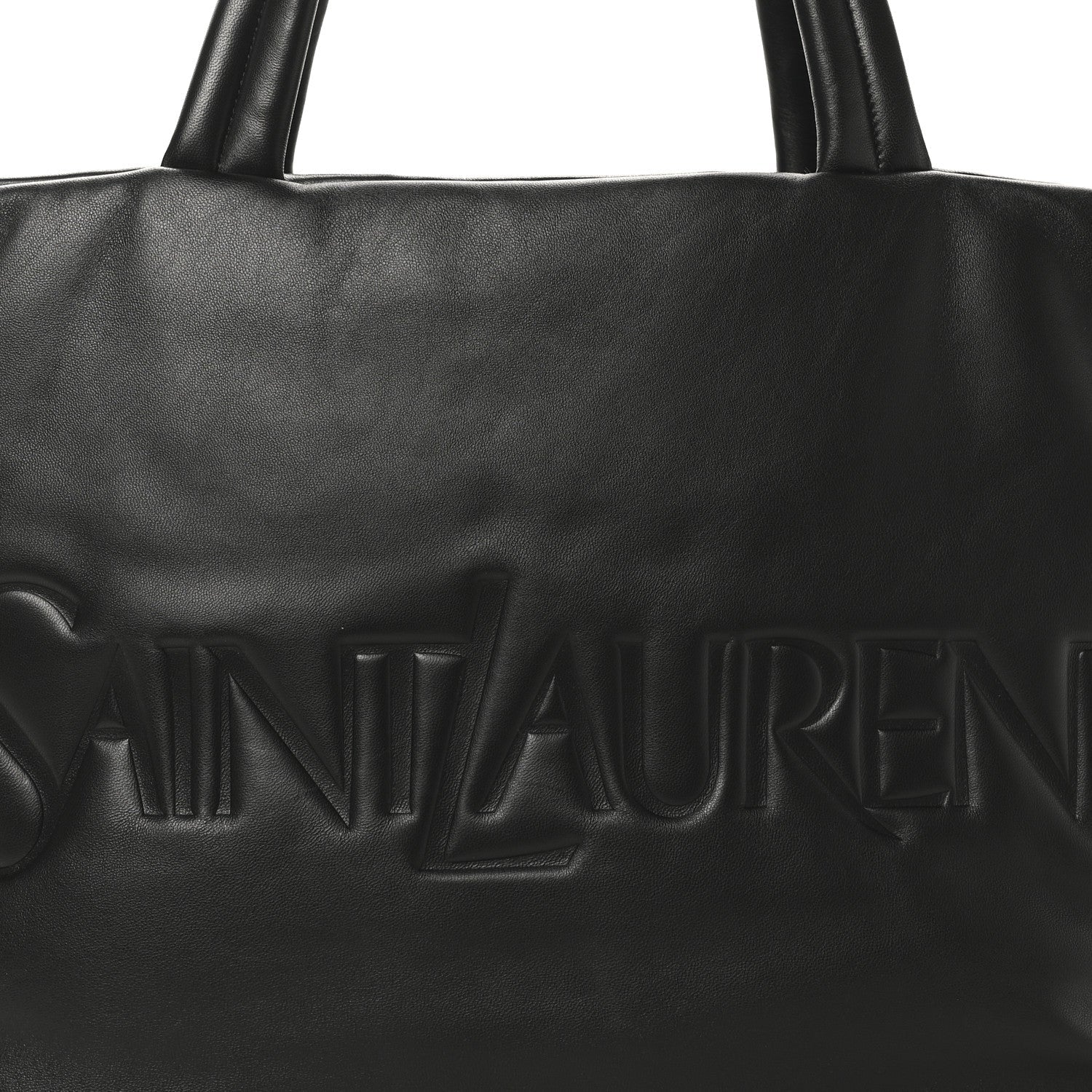 SAINT LAURENT Lambskin Wide Puffer Tote Black
