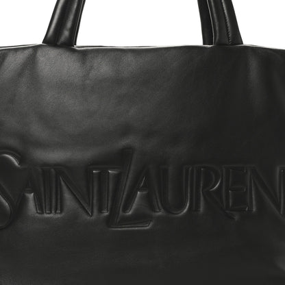SAINT LAURENT Lambskin Wide Puffer Tote Black