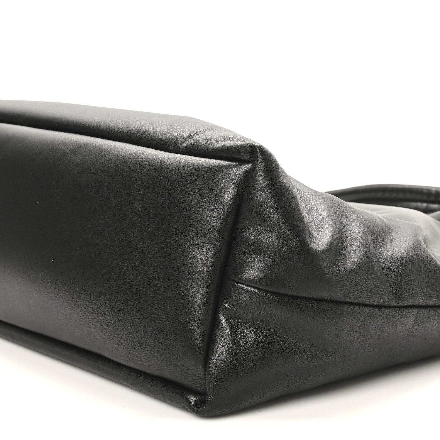 SAINT LAURENT Lambskin Wide Puffer Tote Black