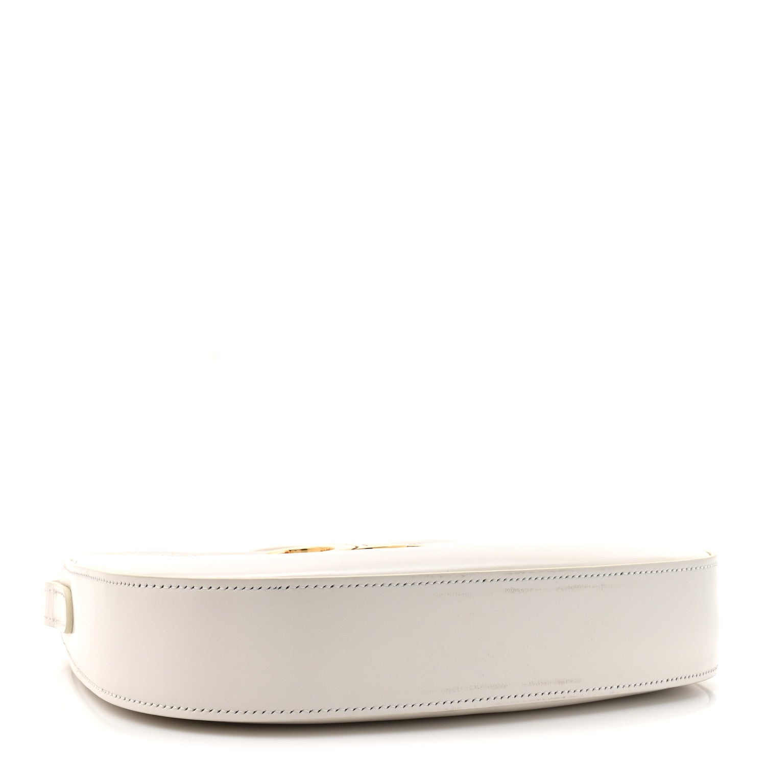 Rice cream leather hobo shoulder bag with top zip closure and stitched trim