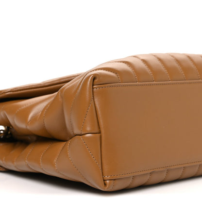 Saint Laurent Loulou Calfskin Y Quilted Monogram Medium Chain Satchel Dark Natural