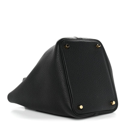 Taurillon Clemence Picotin Lock 18 PM Tote Black Calfskin Leather
