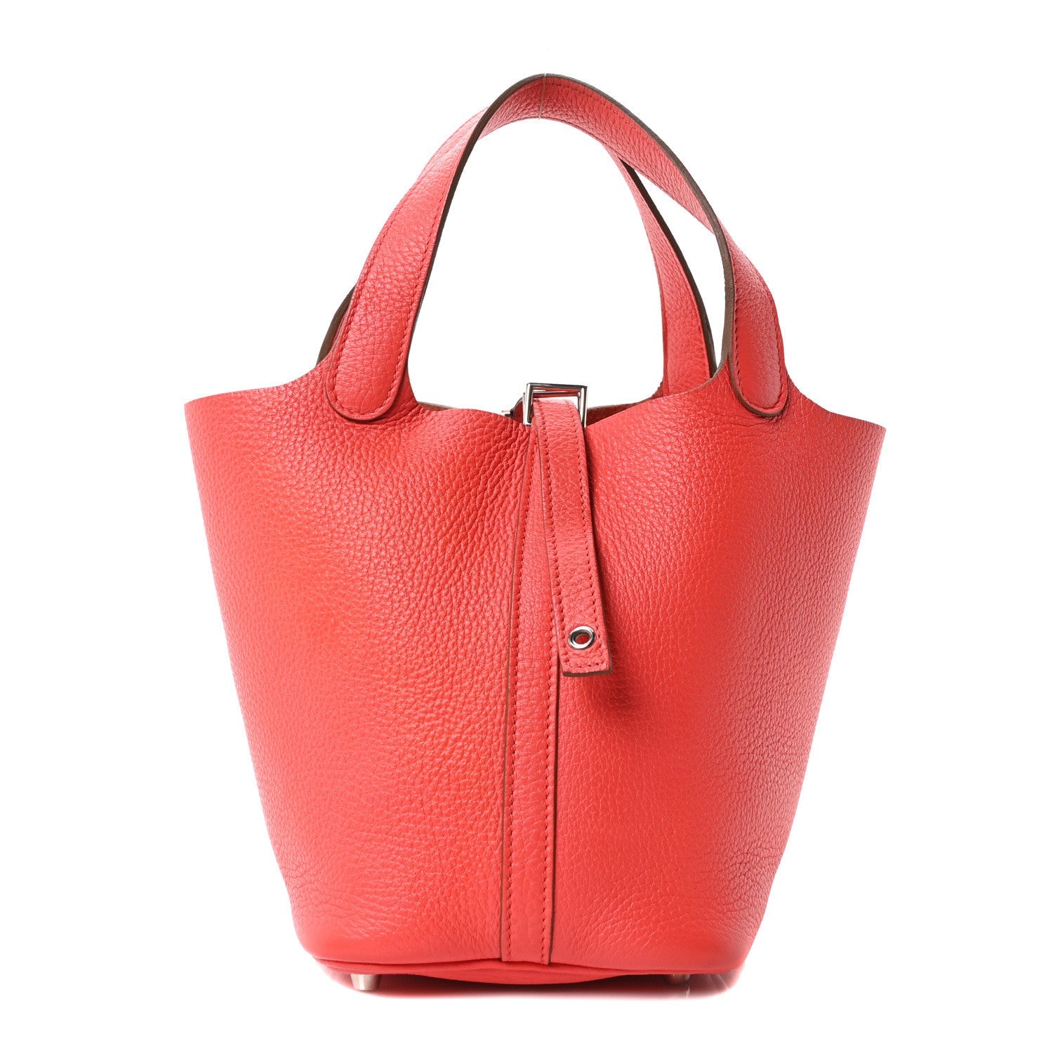 Taurillon Clemence Picotin Lock 18 PM Red Leather Tote