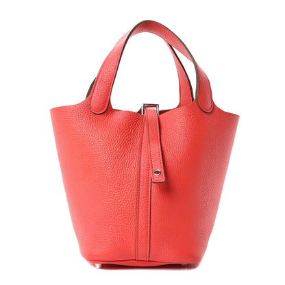 Taurillon Clemence Picotin Lock 18 PM Red Leather Tote