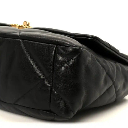 Chanel 19 Large Flap Bag in Black Quilted Goatskin Leather - NEESTRA