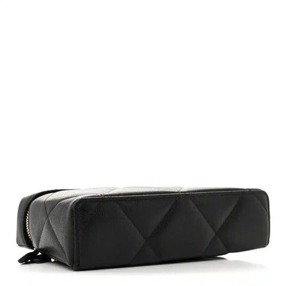 Chanel Black Caviar Quilted Leather Slim Vanity With Gold Chain - NEESTRA