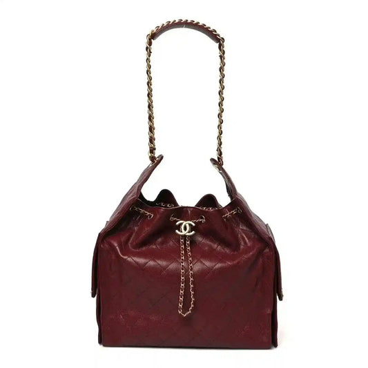 Chanel Caviar Quilted Medium 25 Classic Flap Bag Burgundy Gold - NEESTRA