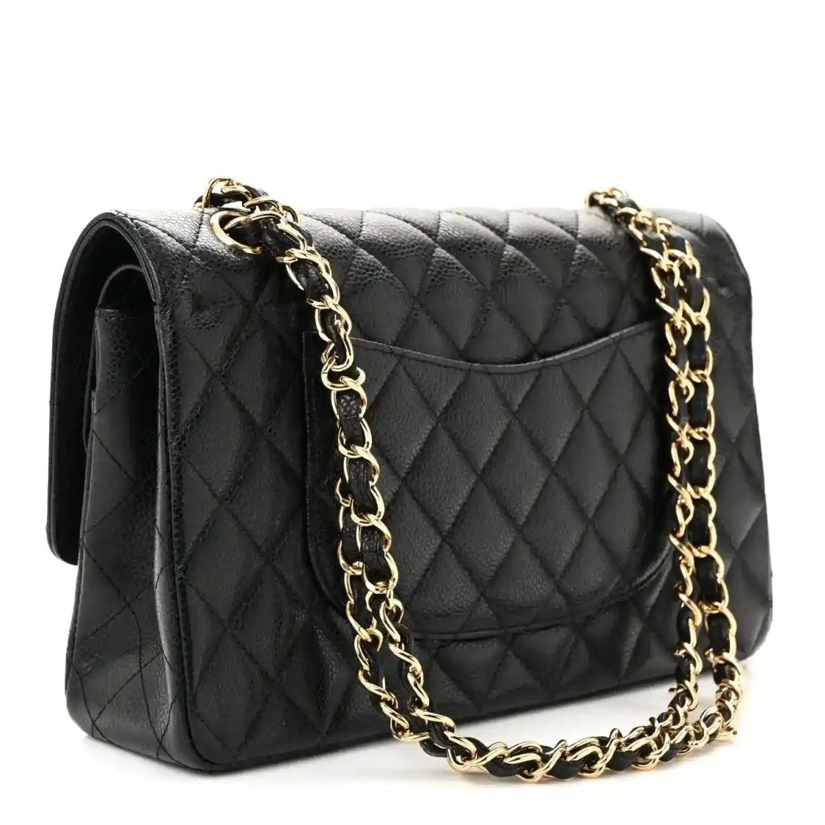 Chanel Caviar Quilted Medium Double Flap Bag Black Gold - NEESTRA