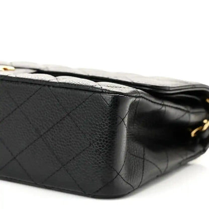 Chanel Caviar Quilted Medium Double Flap Bag Black Gold - NEESTRA