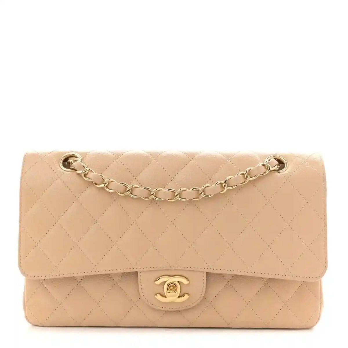 Chanel Caviar Quilted Medium Double Flap Bag in Beige - NEESTRA