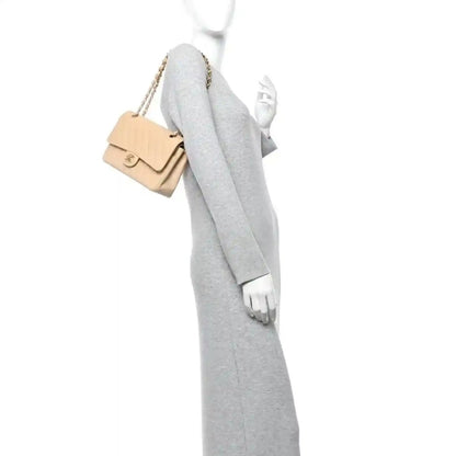 Chanel Caviar Quilted Medium Double Flap Bag in Beige - NEESTRA