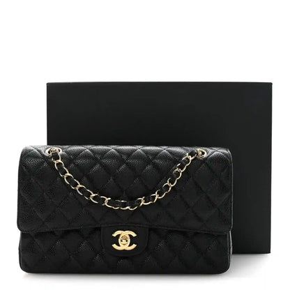 Chanel Caviar Quilted Medium Double Flap Bag in Black - NEESTRA