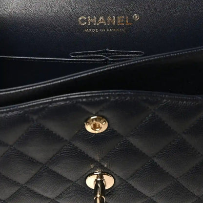 Chanel Caviar Quilted Medium Double Flap Bag in Navy Blue - NEESTRA