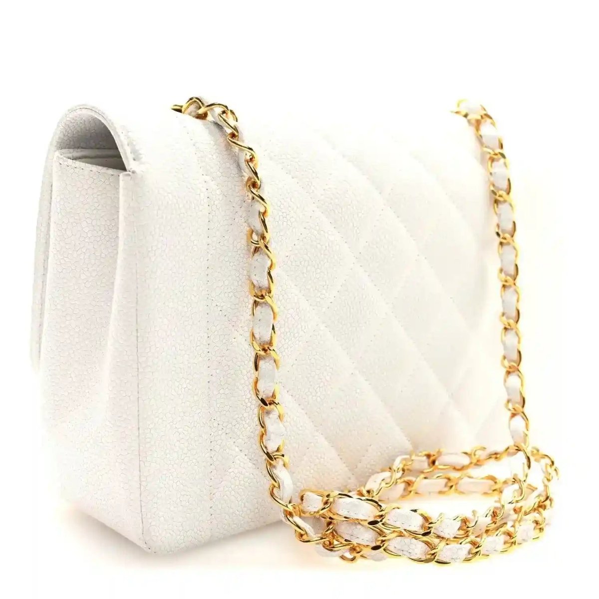 Chanel Caviar Quilted Medium Single Flap Bag in White - NEESTRA