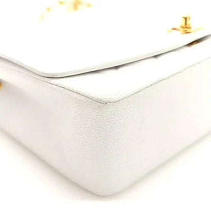 Chanel Caviar Quilted Medium Single Flap Bag in White - NEESTRA