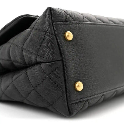 Chanel Caviar Quilted Small Coco Handle Flap Bag Black - NEESTRA