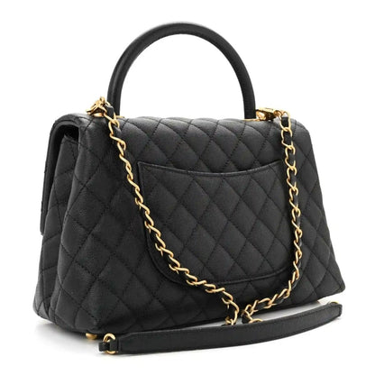 Chanel Caviar Quilted Small Coco Handle Flap Bag Black - NEESTRA