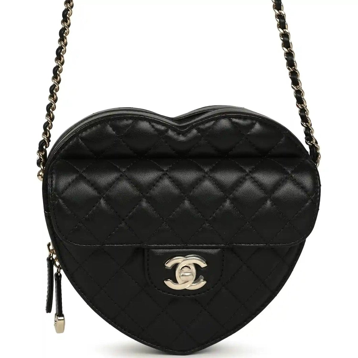 Chanel CC In Love Large Heart Bag in Black Lambskin - NEESTRA