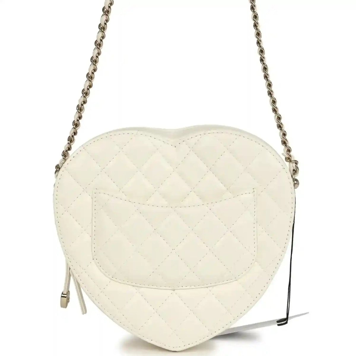 Chanel CC In Love Large Heart Bag White Lambskin Gold Hardware - NEESTRA