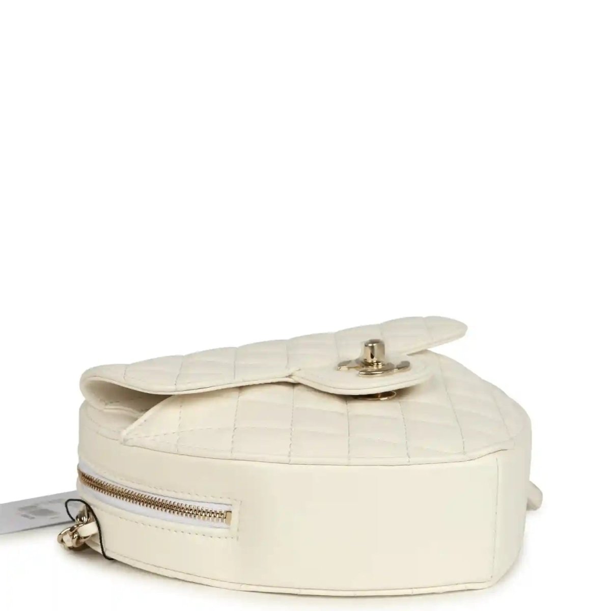 Chanel CC In Love Large Heart Bag White Lambskin Gold Hardware - NEESTRA