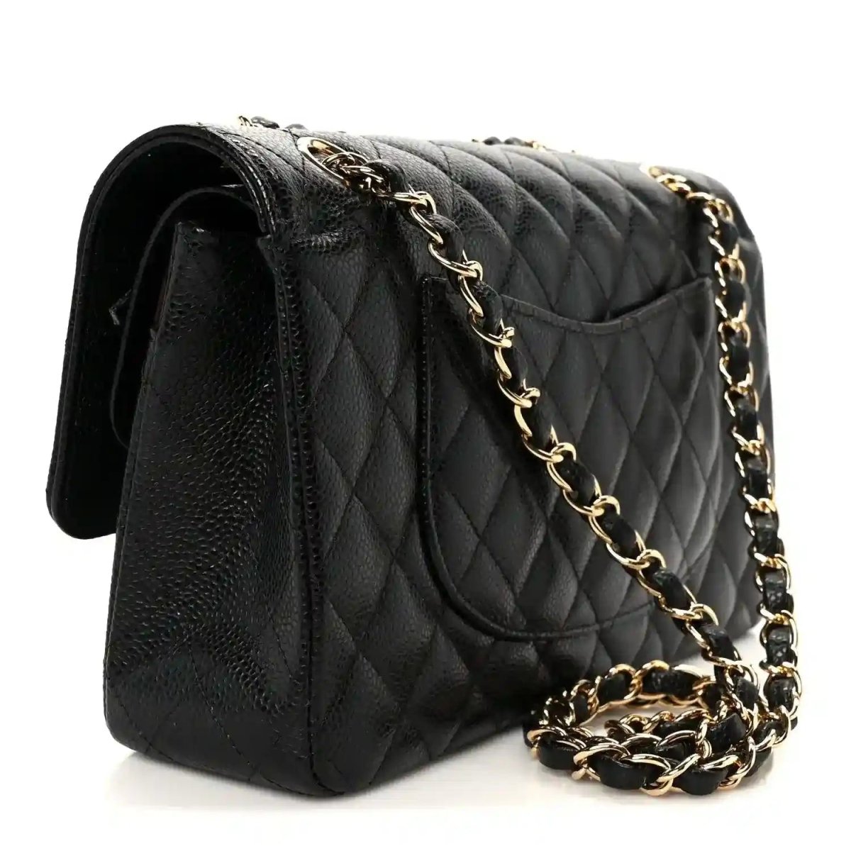 Chanel Classic Medium Double Flap Bag in Black Caviar Leather - NEESTRA