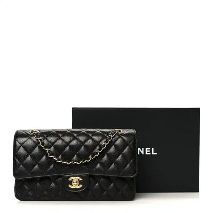 Chanel Classic Medium Double Flap Bag in Black Caviar Leather - NEESTRA
