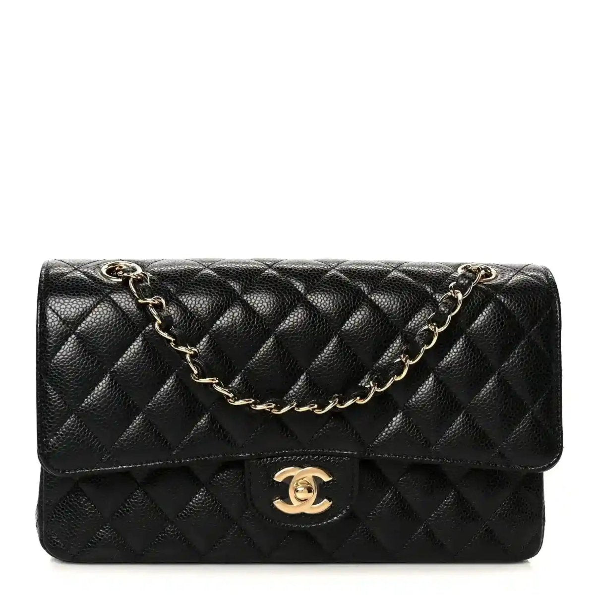 Chanel Classic Medium Double Flap Bag in Black Caviar Leather - NEESTRA