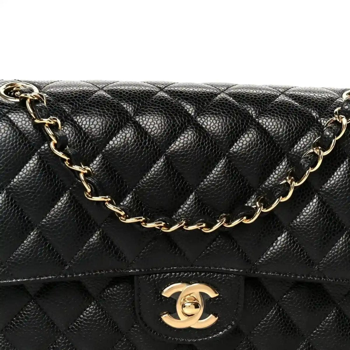 Chanel Classic Medium Double Flap Bag in Black Caviar Leather - NEESTRA