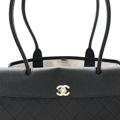 CHANEL Grained Calfskin Stitched Urban Essentials Small Shopping Bag Black - NEESTRA