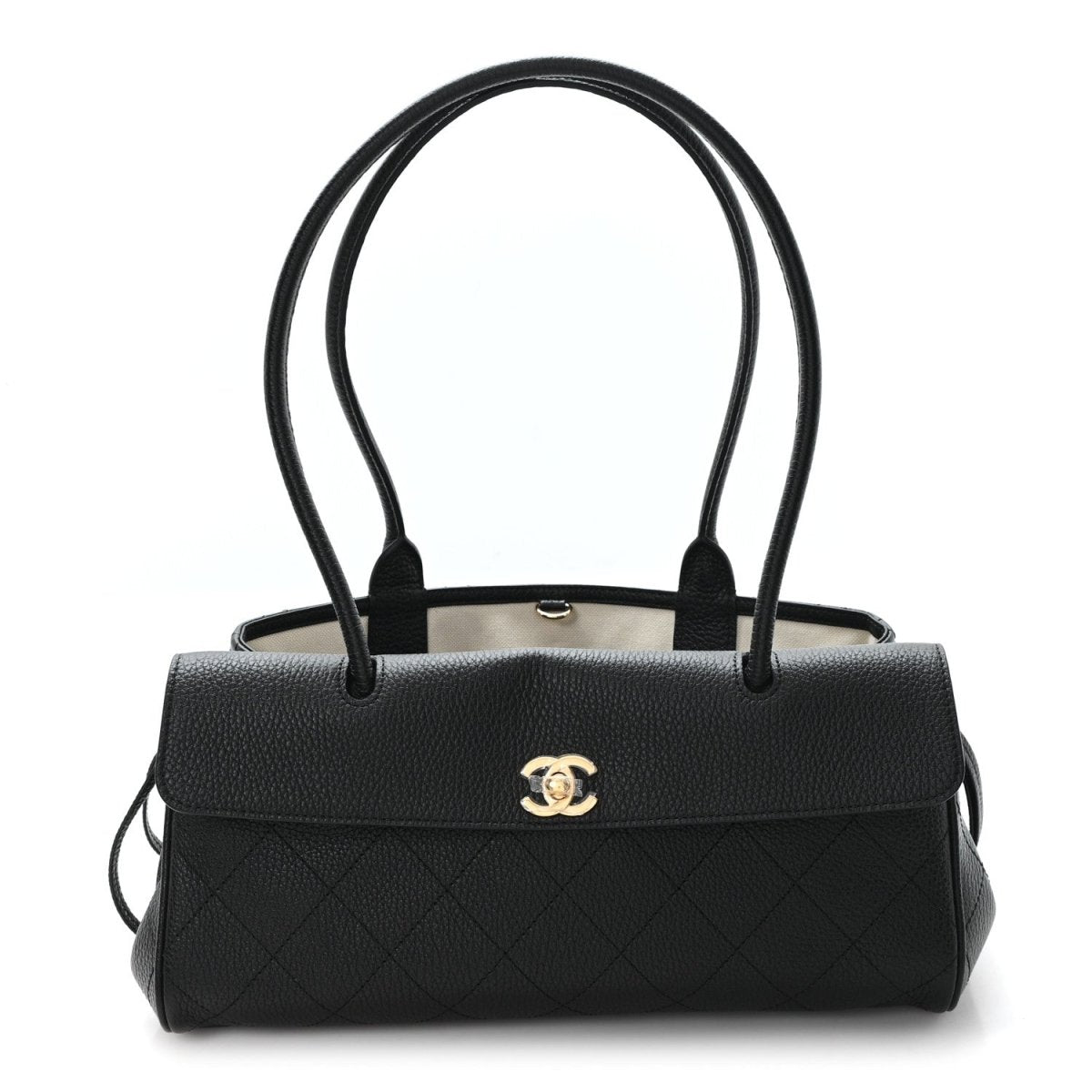 CHANEL Grained Calfskin Stitched Urban Essentials Small Shopping Bag Black - NEESTRA