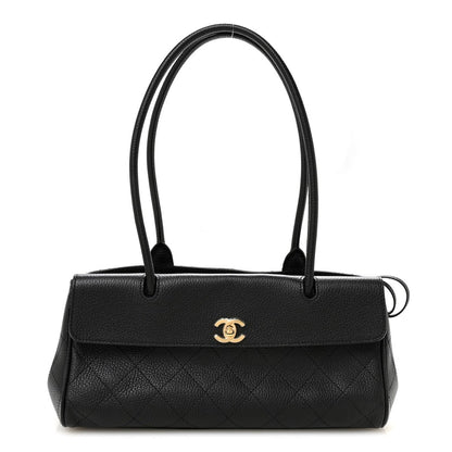 CHANEL Grained Calfskin Stitched Urban Essentials Small Shopping Bag Black - NEESTRA