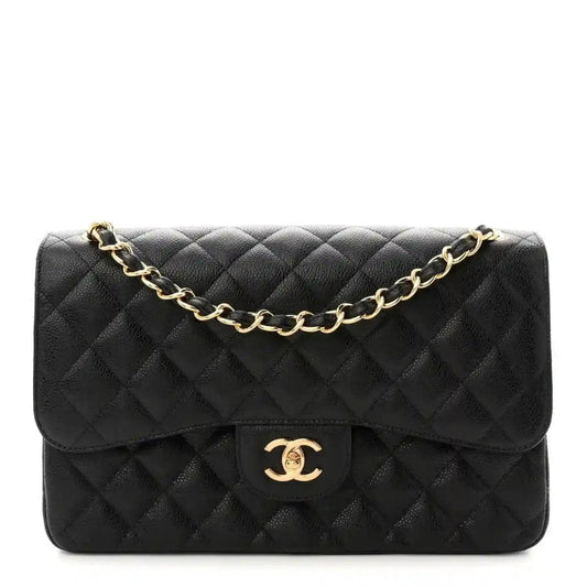 Chanel Jumbo Double Flap Bag in Black Caviar Leather - NEESTRA