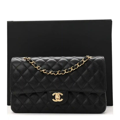 Chanel Medium Classic Double Flap Bag in Black Caviar Leather - NEESTRA