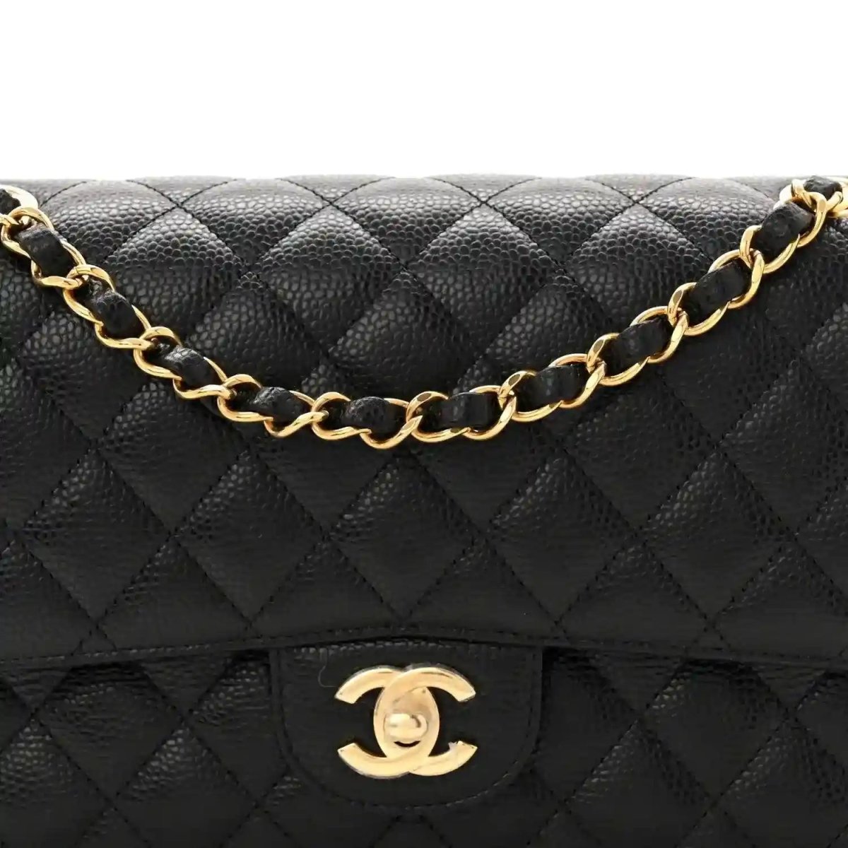 Chanel Medium Classic Double Flap Bag in Black Caviar Leather - NEESTRA