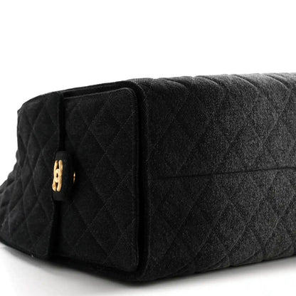 Chanel Medium Quilted Washed Denim 25 Shoulder Bag Black - NEESTRA