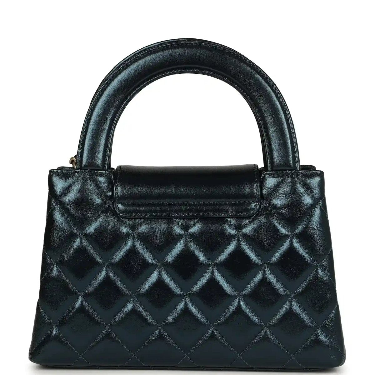 Chanel Metallic Blue Calfskin Small Kelly Shopper Brushed Gold Hardware - NEESTRA