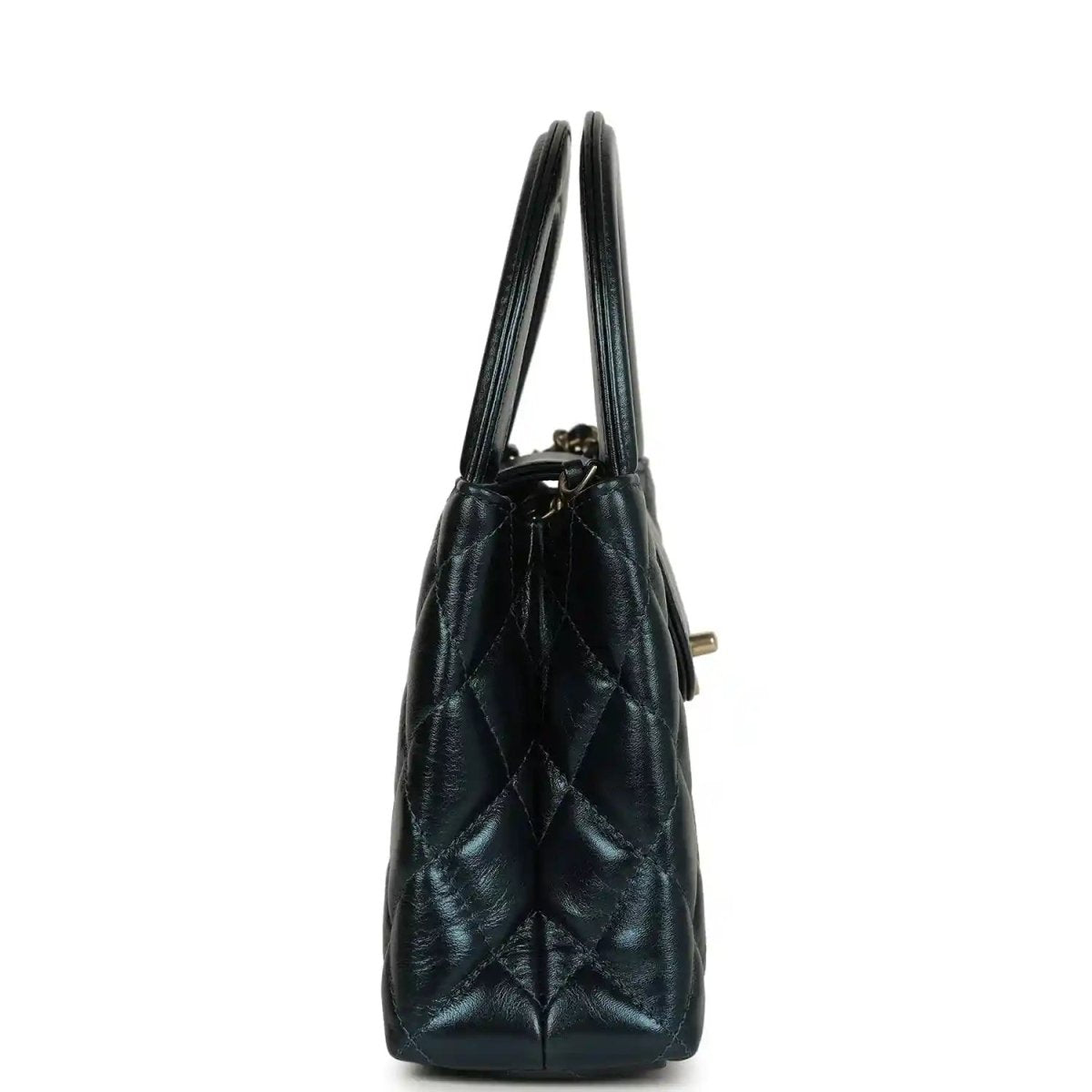 Chanel Metallic Blue Calfskin Small Kelly Shopper Brushed Gold Hardware - NEESTRA