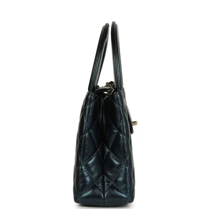 Chanel Metallic Blue Calfskin Small Kelly Shopper Brushed Gold Hardware - NEESTRA