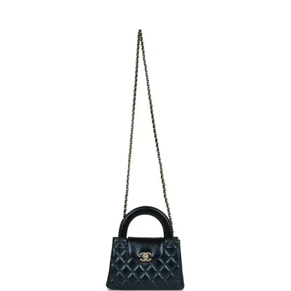 Chanel Metallic Blue Calfskin Small Kelly Shopper Brushed Gold Hardware - NEESTRA