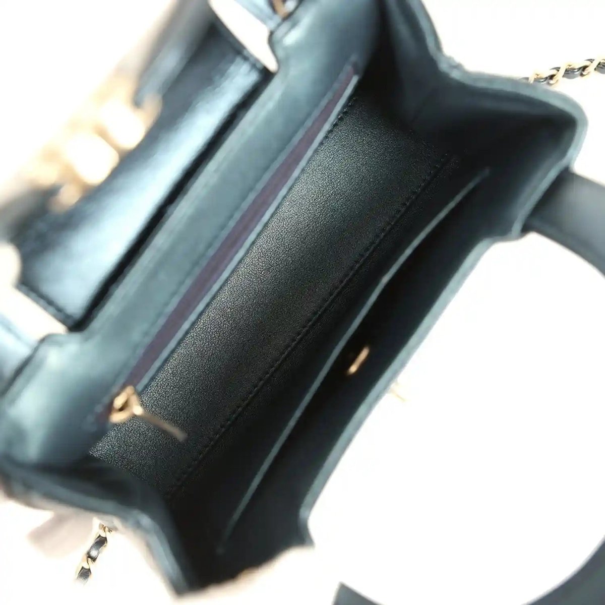 Chanel Metallic Blue Calfskin Small Kelly Shopper Brushed Gold Hardware - NEESTRA