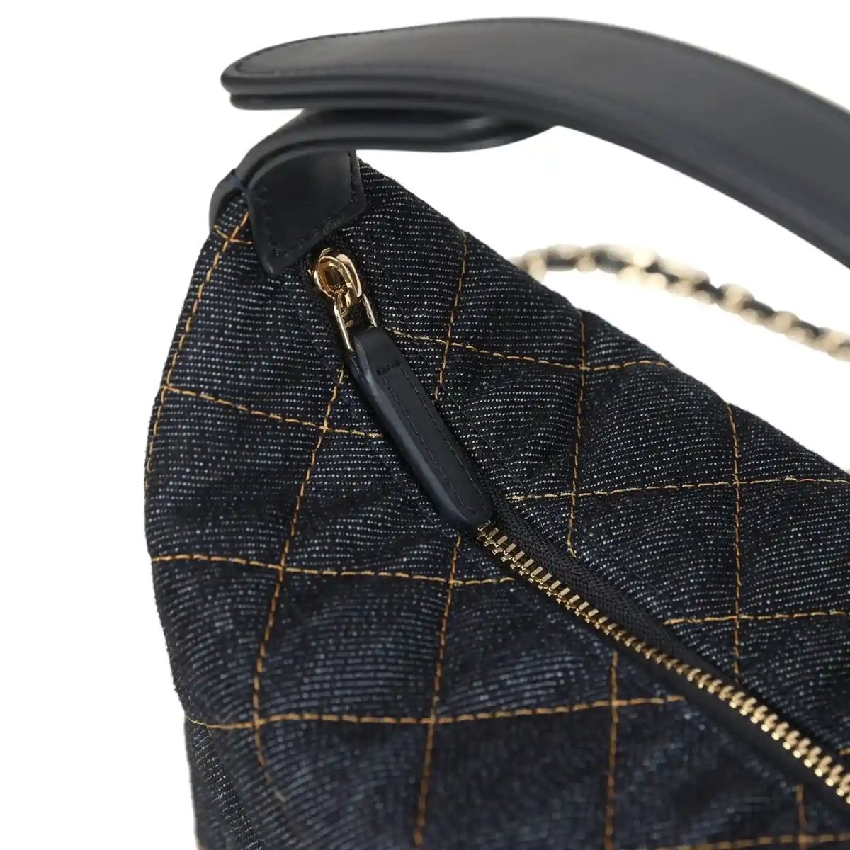 Chanel Mini Hobo Pouch in Dark Blue Denim Gold Hardware - NEESTRA