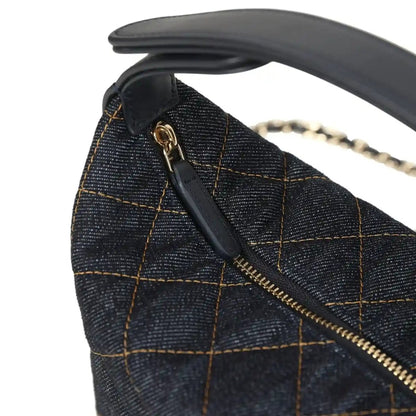 Chanel Mini Hobo Pouch in Dark Blue Denim Gold Hardware - NEESTRA
