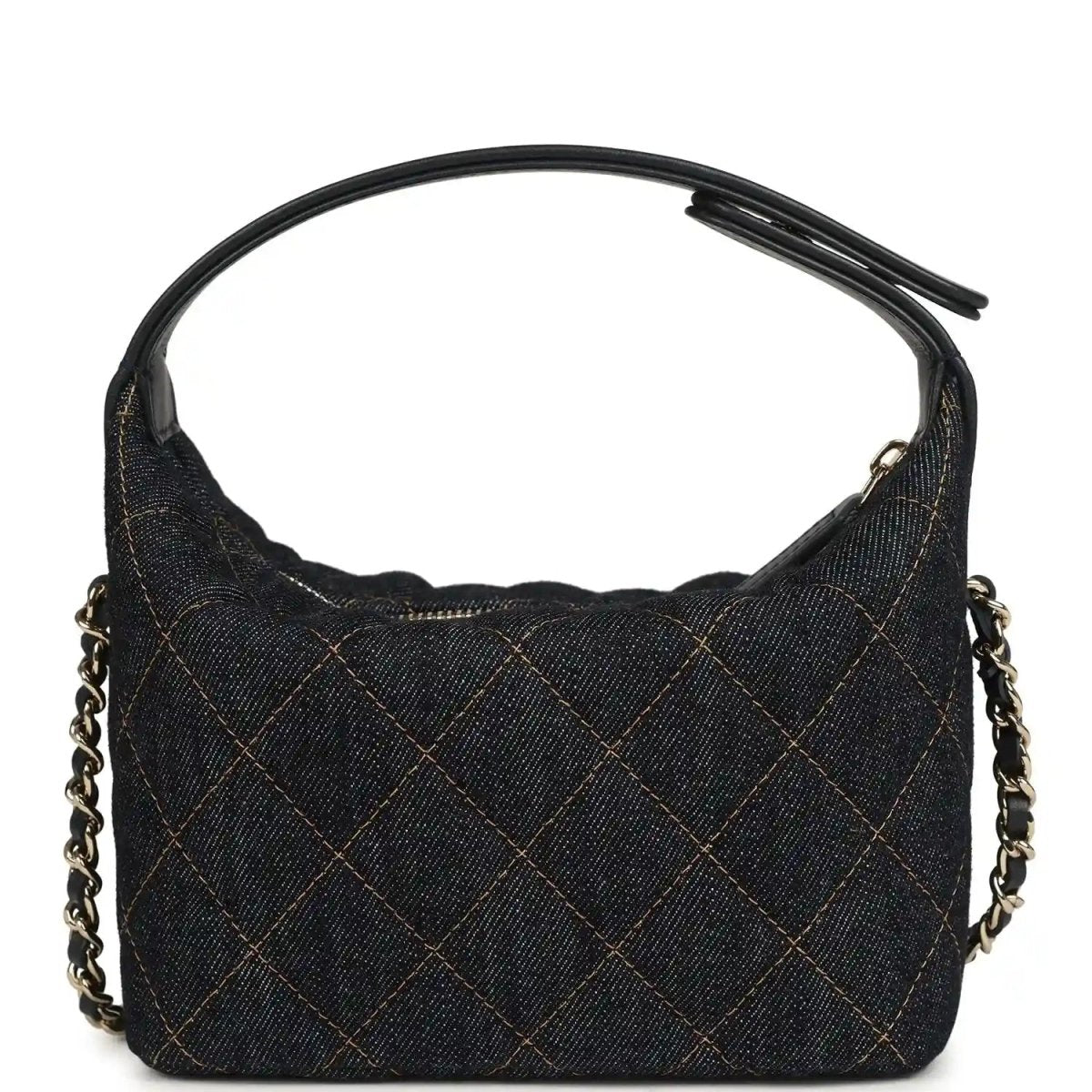 Chanel Mini Hobo Pouch in Dark Blue Denim Gold Hardware - NEESTRA