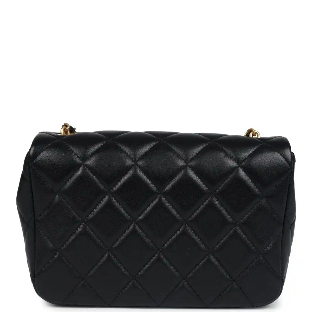 Chanel Mini Pearly Chain Flap Bag in Black Lambskin Leather - NEESTRA