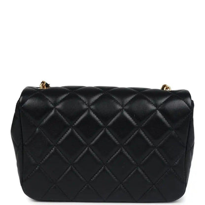 Chanel Mini Pearly Chain Flap Bag in Black Lambskin Leather - NEESTRA
