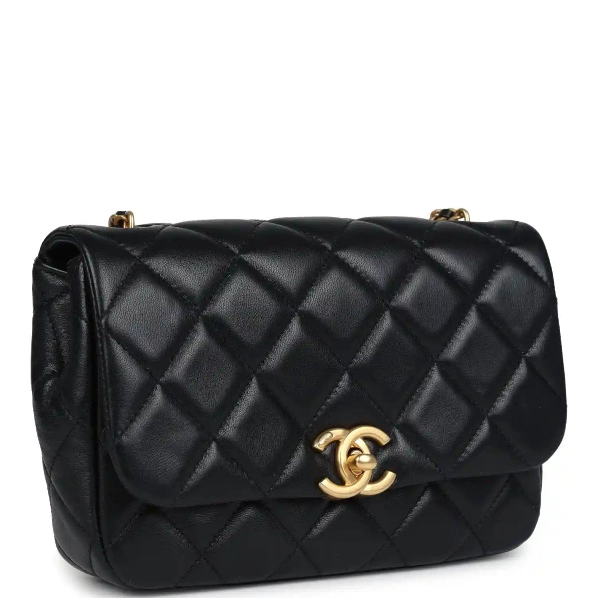Chanel Mini Pearly Chain Flap Bag in Black Lambskin Leather - NEESTRA