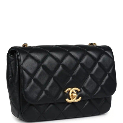 Chanel Mini Pearly Chain Flap Bag in Black Lambskin Leather - NEESTRA