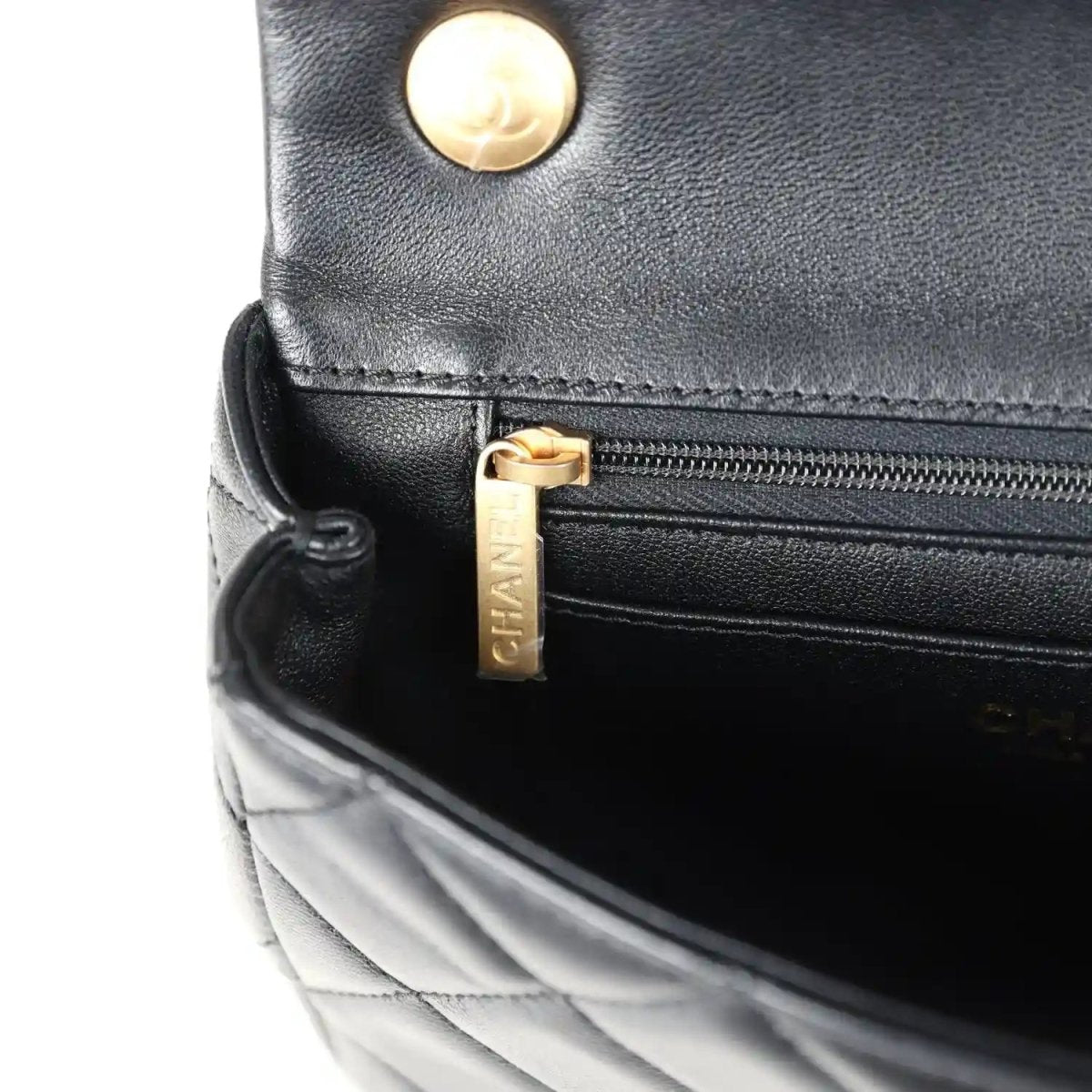 Chanel Mini Pearly Chain Flap Bag in Black Lambskin Leather - NEESTRA